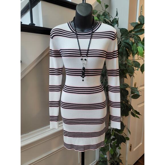 Forever 21 Sweater Dress Women's Large Multicolor Striped Long Sleeve Knit - Picture 2 of 11